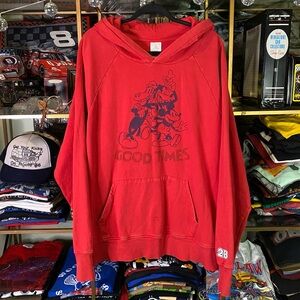 Disney Mickey Mouse Goofy Horace Horsecollar Good Times Pullover Hoodie Red XXL